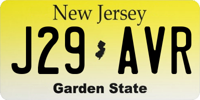 NJ license plate J29AVR