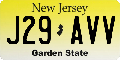 NJ license plate J29AVV