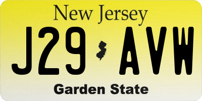 NJ license plate J29AVW