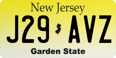 NJ license plate J29AVZ
