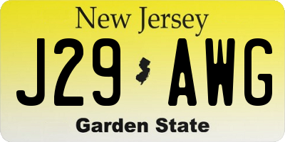 NJ license plate J29AWG