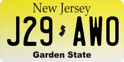 NJ license plate J29AWO