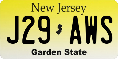 NJ license plate J29AWS