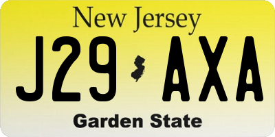 NJ license plate J29AXA