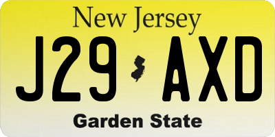 NJ license plate J29AXD