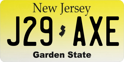 NJ license plate J29AXE
