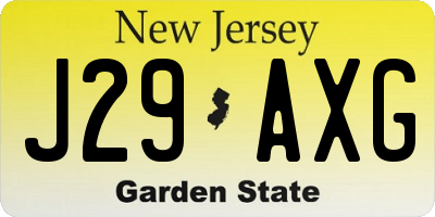 NJ license plate J29AXG