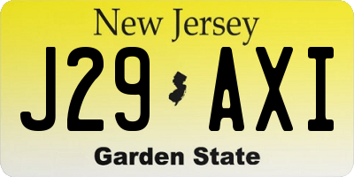 NJ license plate J29AXI