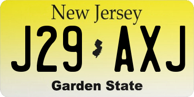 NJ license plate J29AXJ
