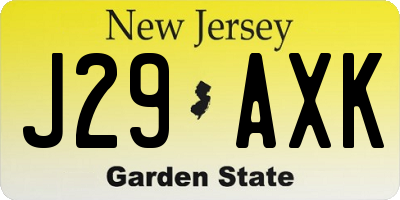 NJ license plate J29AXK