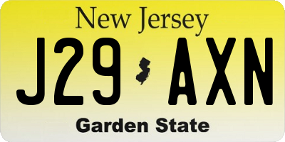 NJ license plate J29AXN