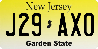 NJ license plate J29AXO