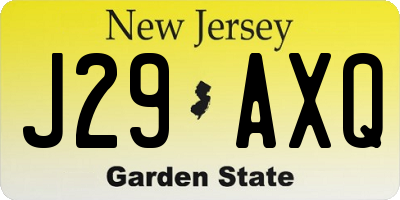 NJ license plate J29AXQ