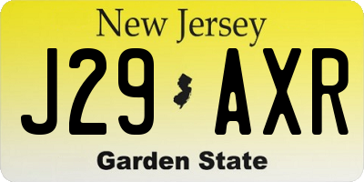 NJ license plate J29AXR