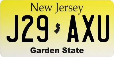 NJ license plate J29AXU
