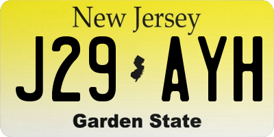 NJ license plate J29AYH