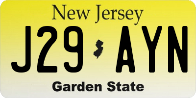 NJ license plate J29AYN
