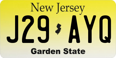 NJ license plate J29AYQ