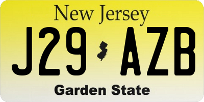 NJ license plate J29AZB