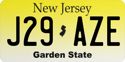 NJ license plate J29AZE