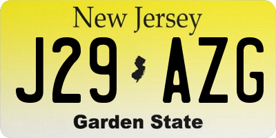 NJ license plate J29AZG