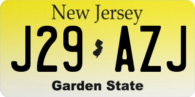 NJ license plate J29AZJ