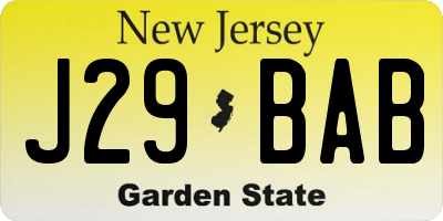 NJ license plate J29BAB
