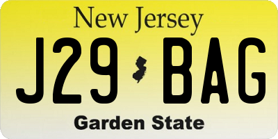 NJ license plate J29BAG
