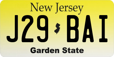 NJ license plate J29BAI