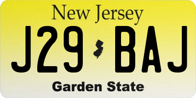 NJ license plate J29BAJ