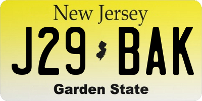 NJ license plate J29BAK