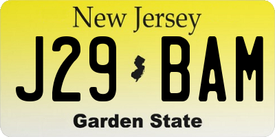 NJ license plate J29BAM