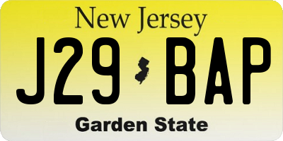 NJ license plate J29BAP