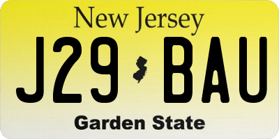 NJ license plate J29BAU