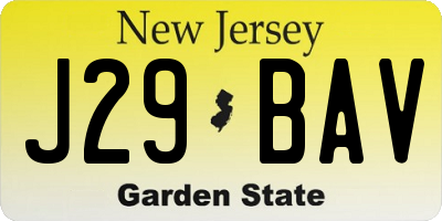 NJ license plate J29BAV