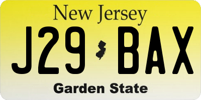 NJ license plate J29BAX