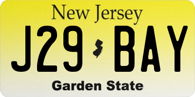 NJ license plate J29BAY