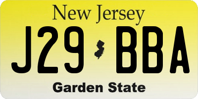 NJ license plate J29BBA