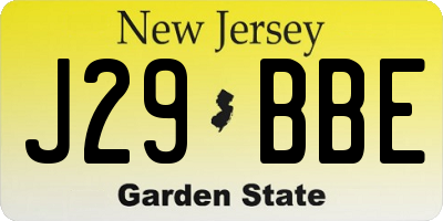 NJ license plate J29BBE
