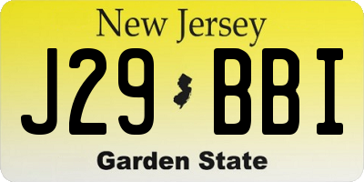 NJ license plate J29BBI