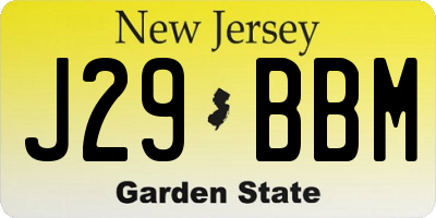 NJ license plate J29BBM