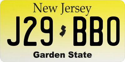NJ license plate J29BBO