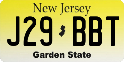 NJ license plate J29BBT