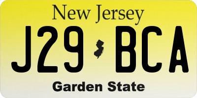NJ license plate J29BCA