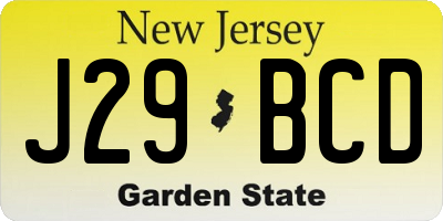 NJ license plate J29BCD