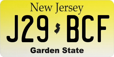 NJ license plate J29BCF