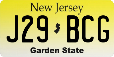 NJ license plate J29BCG