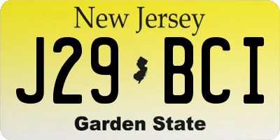 NJ license plate J29BCI