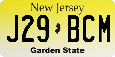 NJ license plate J29BCM