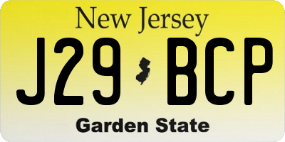 NJ license plate J29BCP
